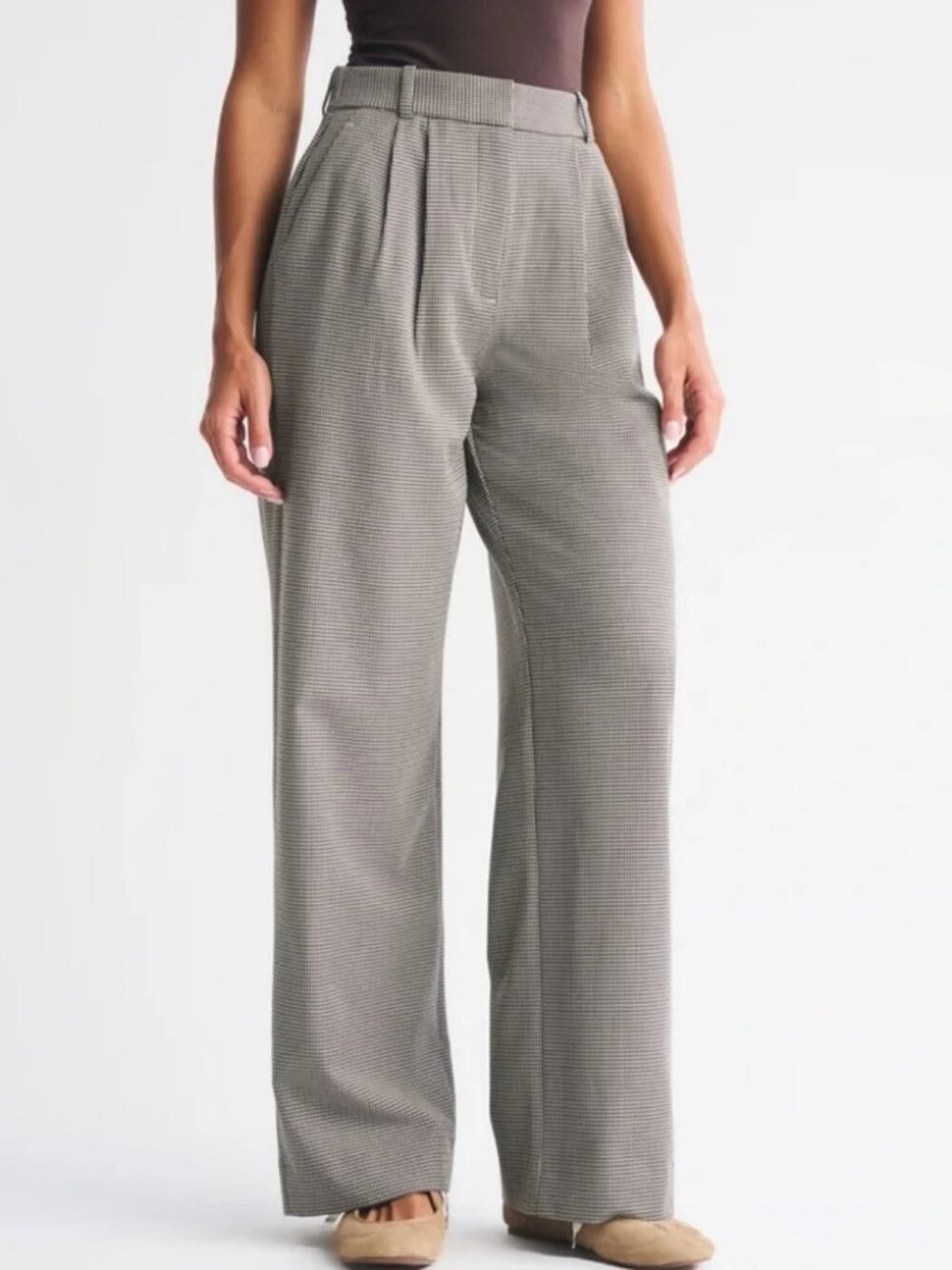 Abercrombie & Fitch Sloane Tailored Wide Leg Women's Pants Size 31 Houndstooth